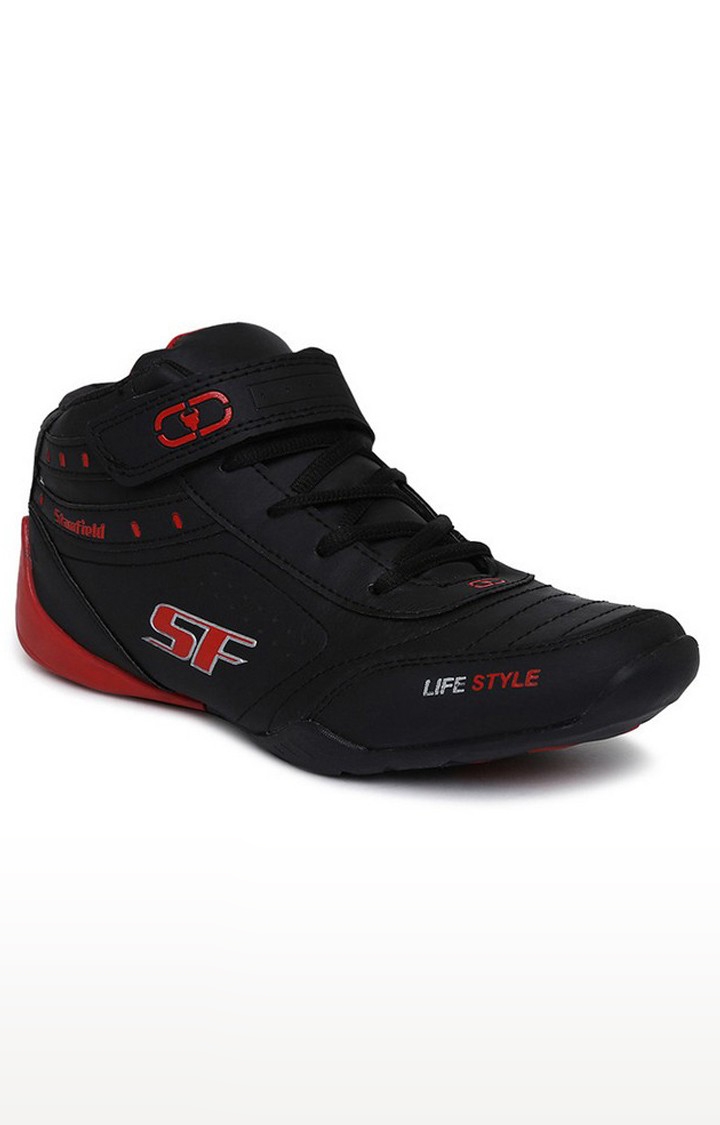Stanfield | Stanfield Sf Fusion Men's Ankle Lace-Up Shoe Black & Red