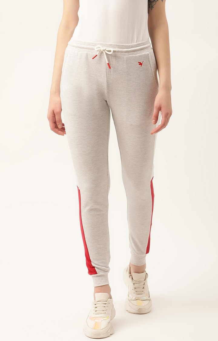 Am Swan | Cotton Lycra Grey Smart Fit Printed Colourblocked Track Pants