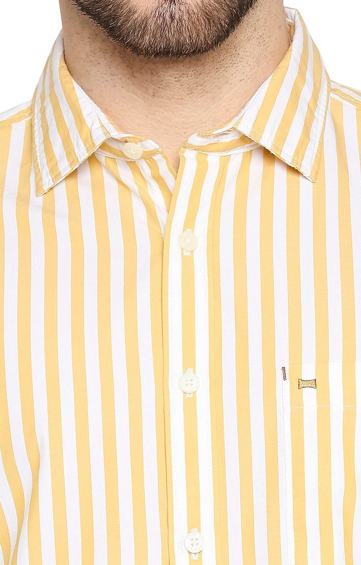 Yellow Striped Casual Shirts