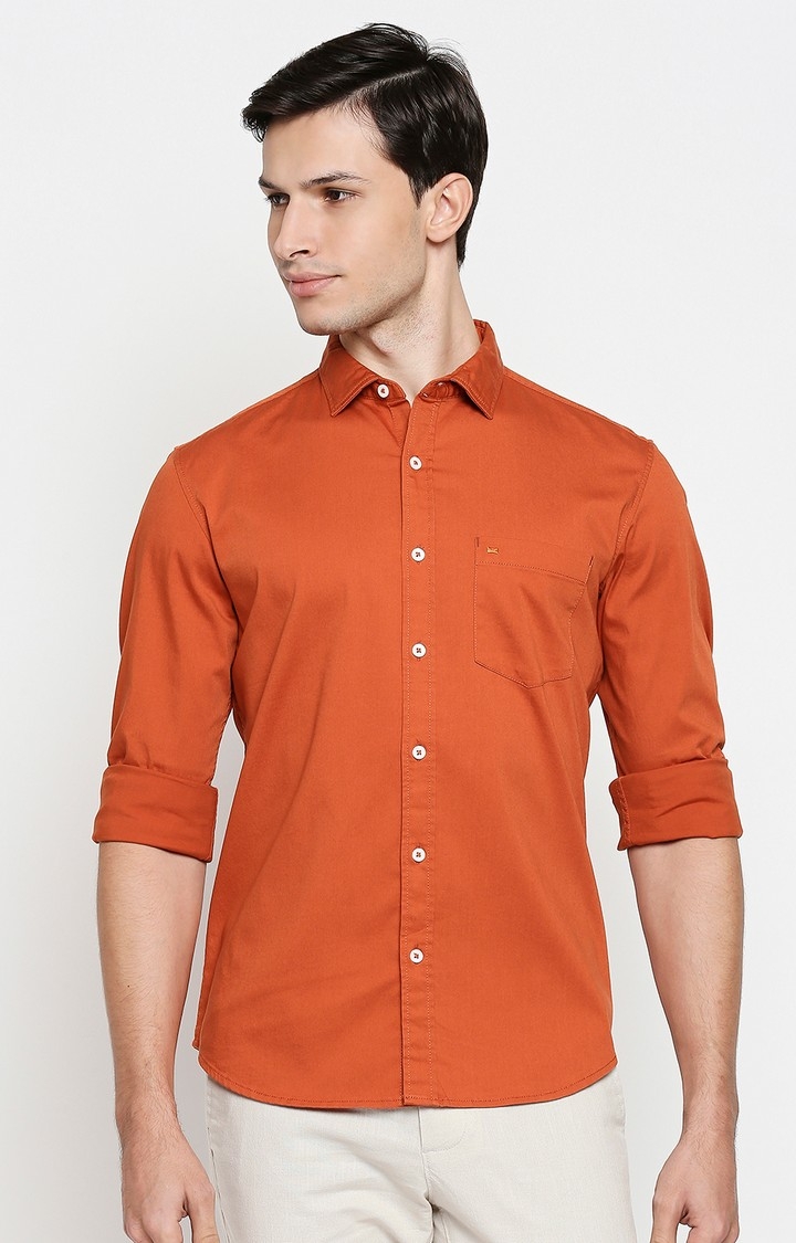 Basics | Orange Solid Casual Shirts