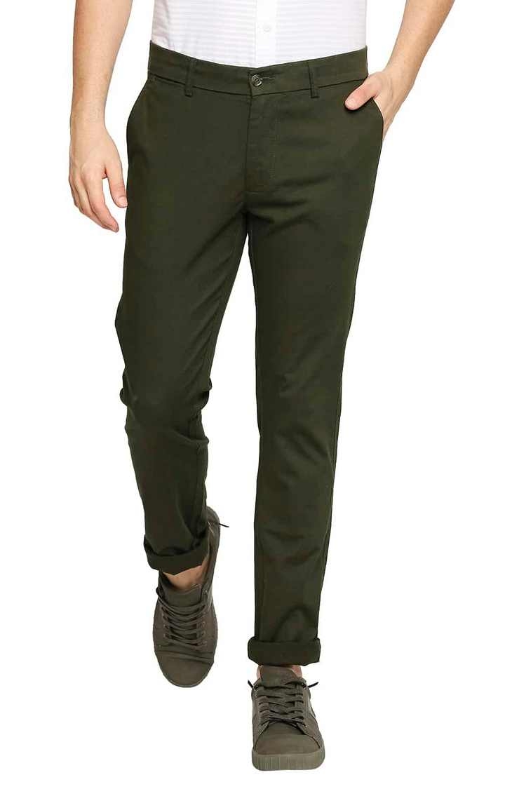 Green Solid Chinos