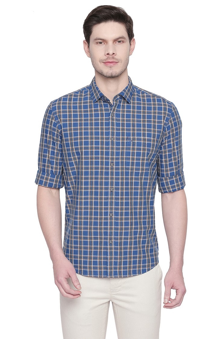 Basics | Blue Checked Casual Shirts