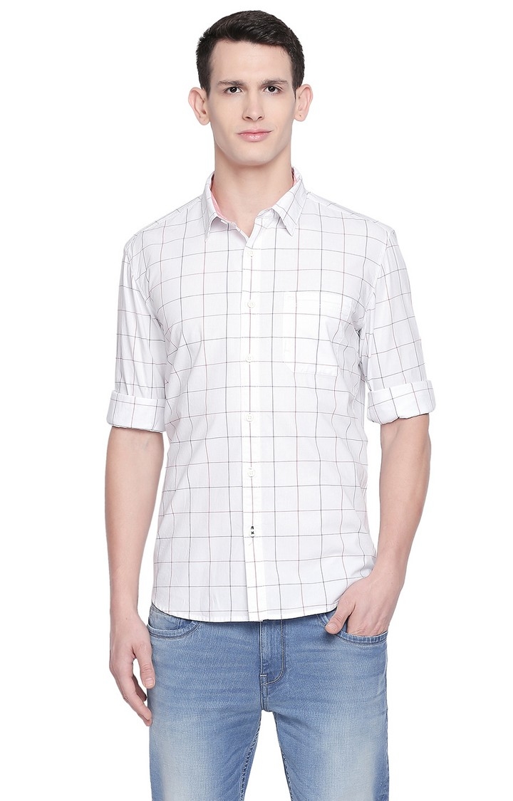 Basics | White Checked Casual Shirts
