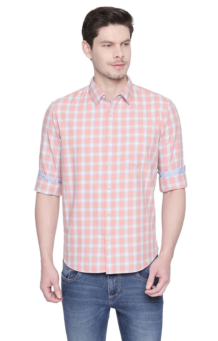 Basics | Orange Checked Casual Shirts