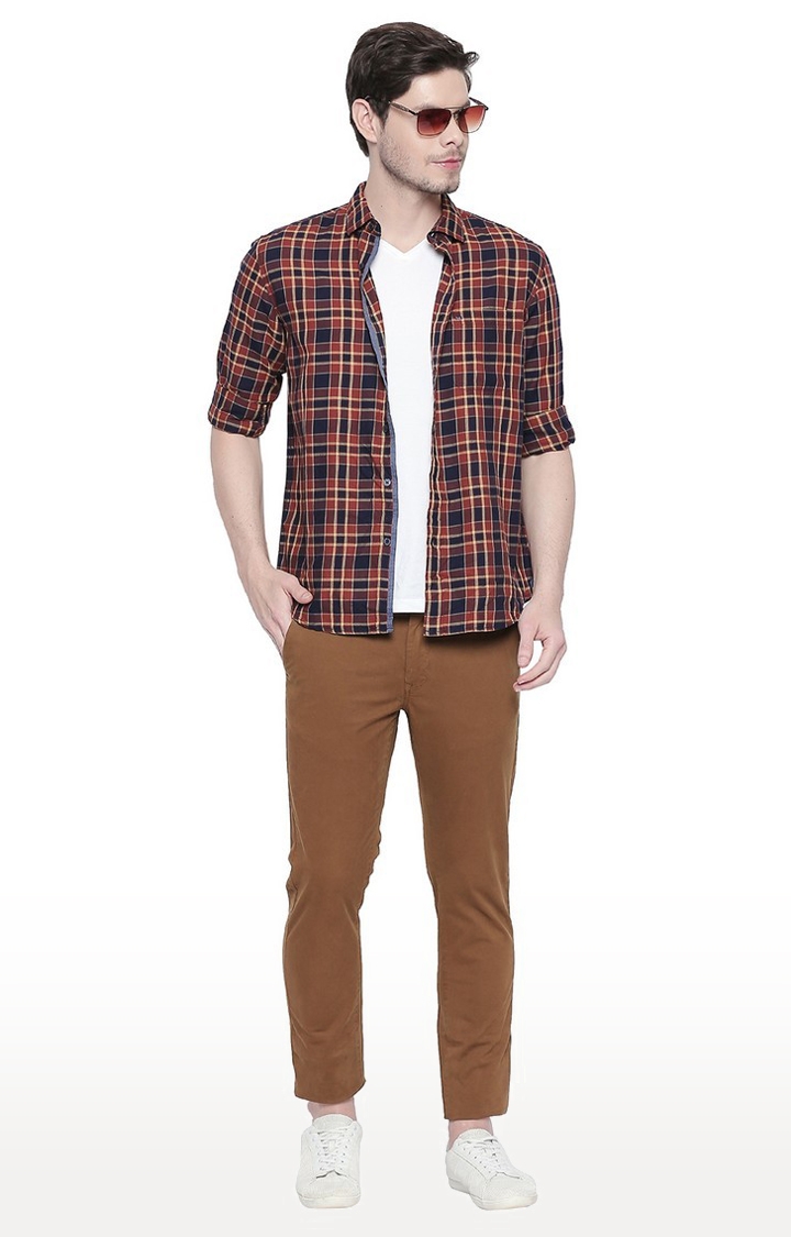 Brown Checked Casual Shirts