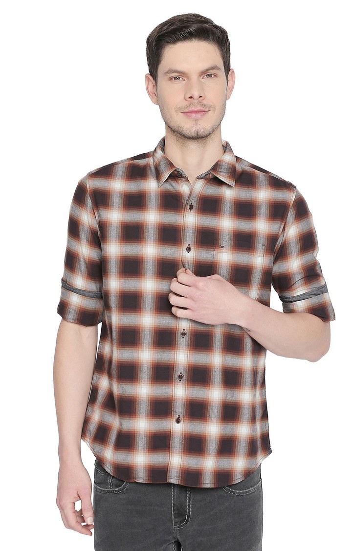 Basics | Brown Checked Casual Shirts