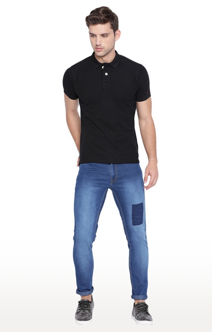 Men's Black Cotton Solid T-Shirt