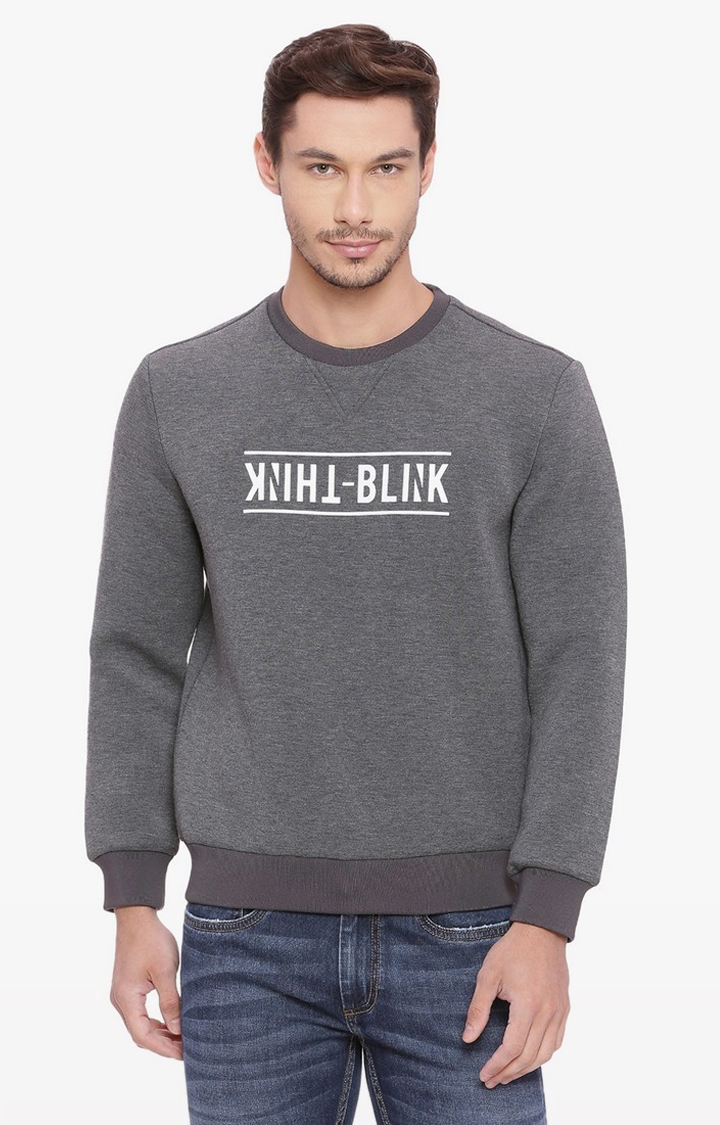 Men's Grey Cotton Blend Printed Sweaters