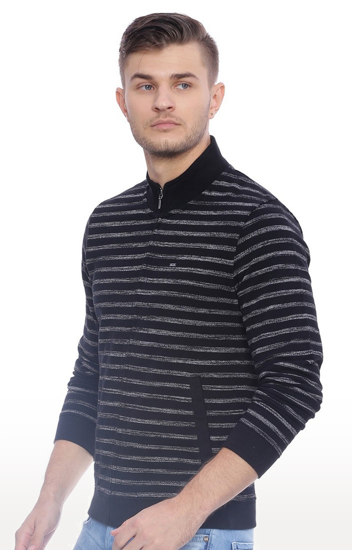 Men's Blue Cotton Blend Striped Sweaters