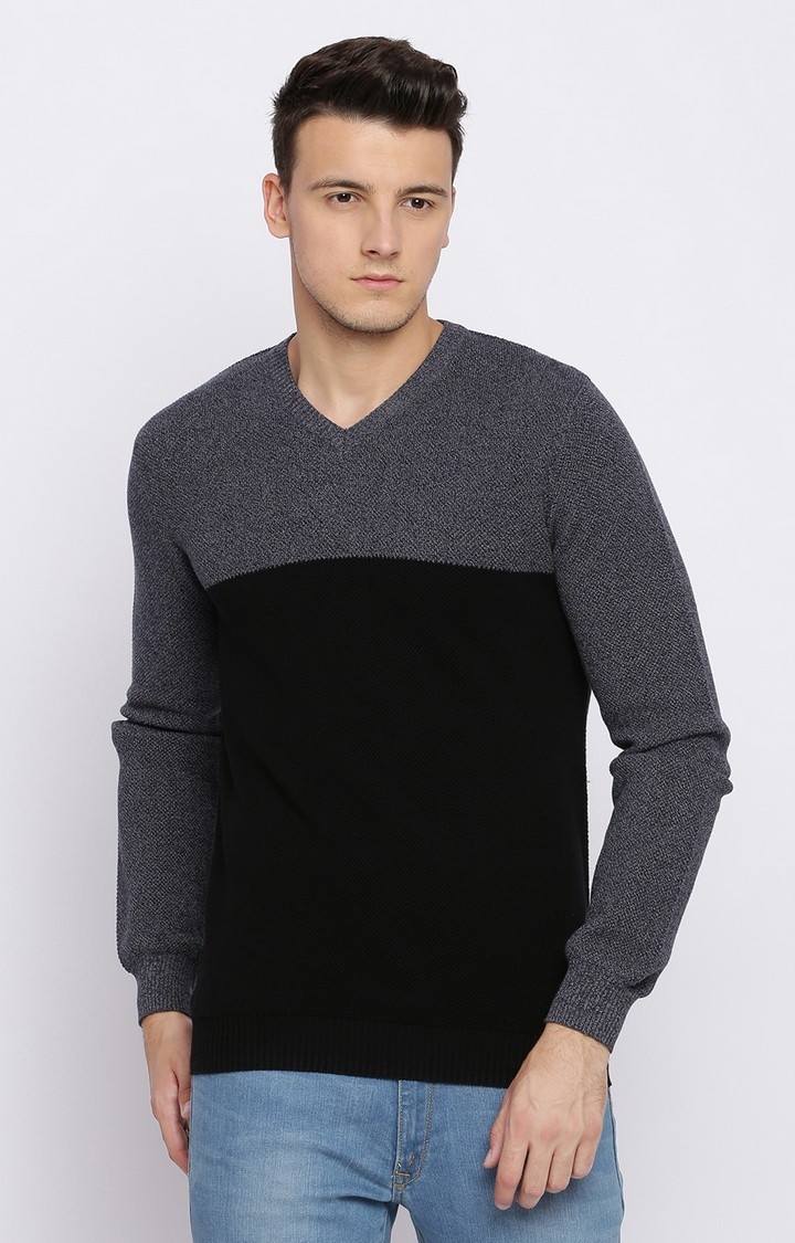Basics | Black Colourblock Sweaters