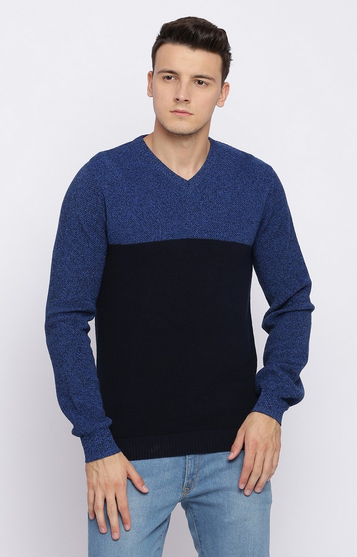 Basics | Blue Colourblock Sweaters