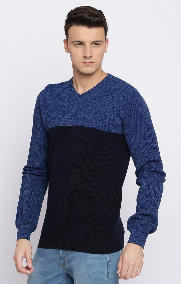 Blue Colourblock Sweaters