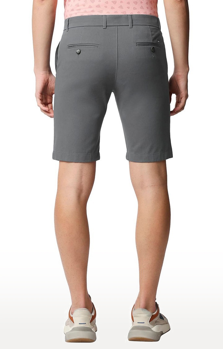 Men's Mid Grey Cotton Solid Shorts