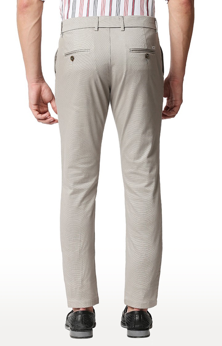 BASICS CASUAL PRINTED STONE COTTON STRETCH TAPERED TROUSERS