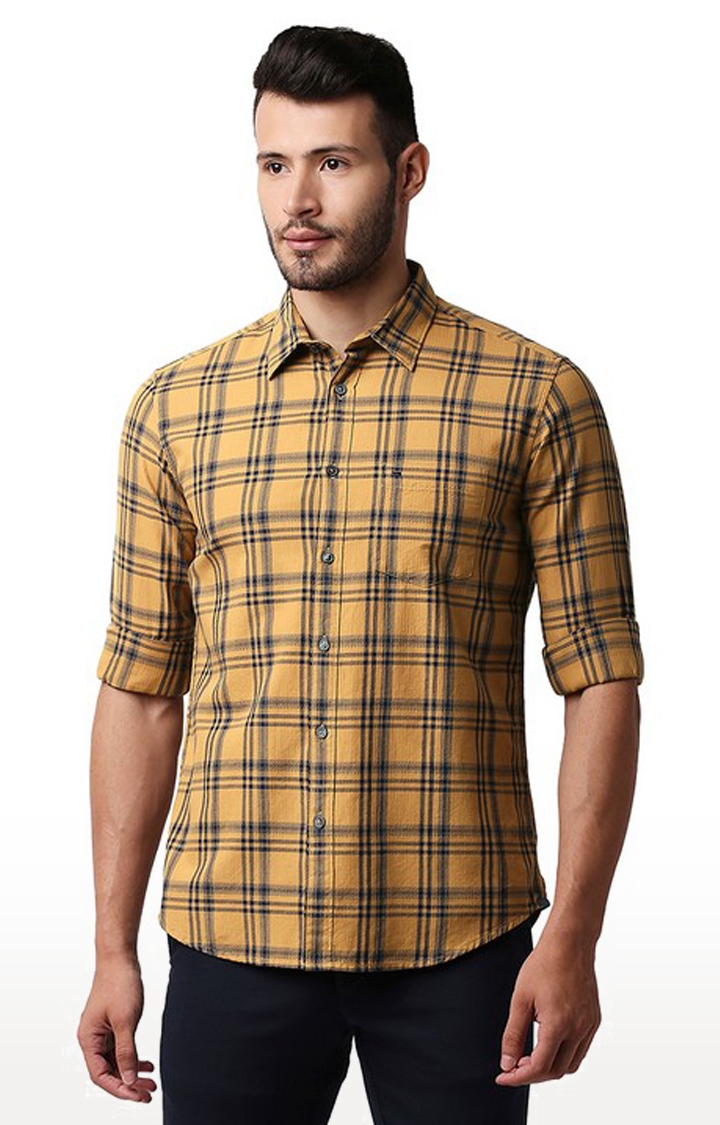 Men's Brown Cotton Solid Casual Shirts