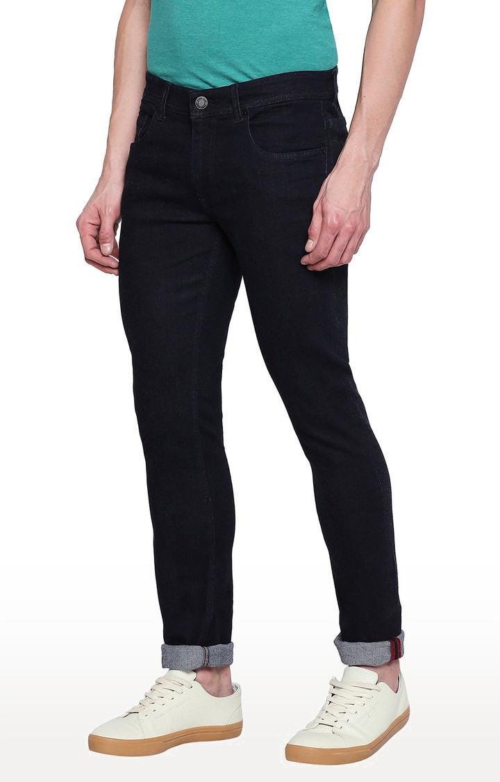 Men's Black Cotton Blend Solid Jeans