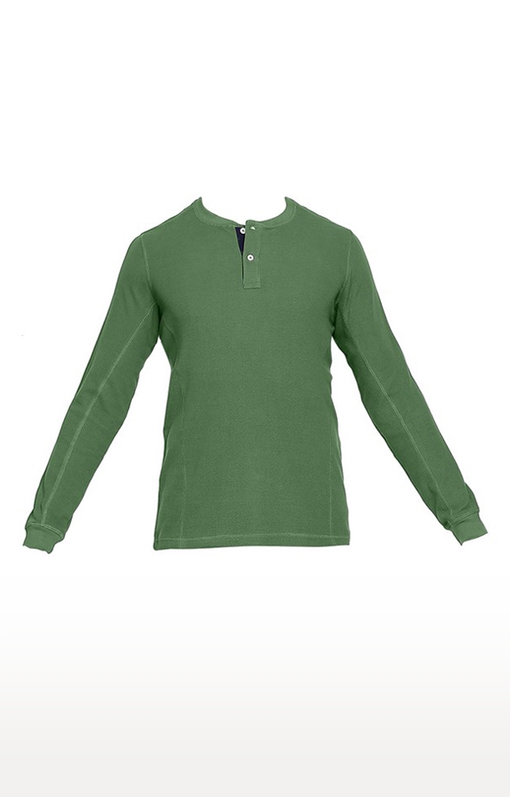 Basics Muscle Fit Turf Green Henley T Shirt