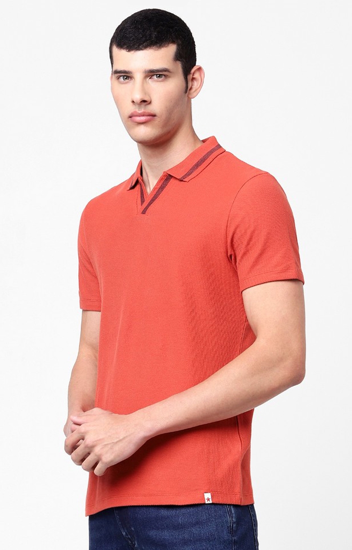 Men'S Red Polo Neck T-Shirt