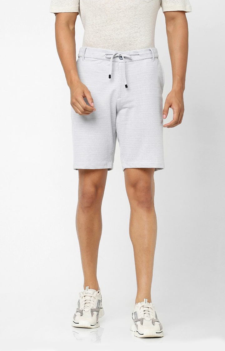 Men's White Cotton Solid Shorts