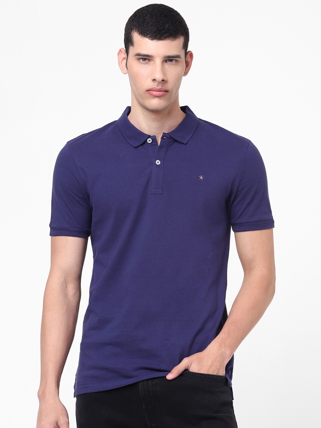 celio | Men's Purple Solid Polo T-Shirt