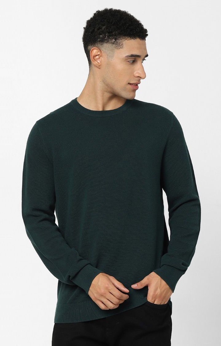 celio | Green Solid Regular Fit Sweater