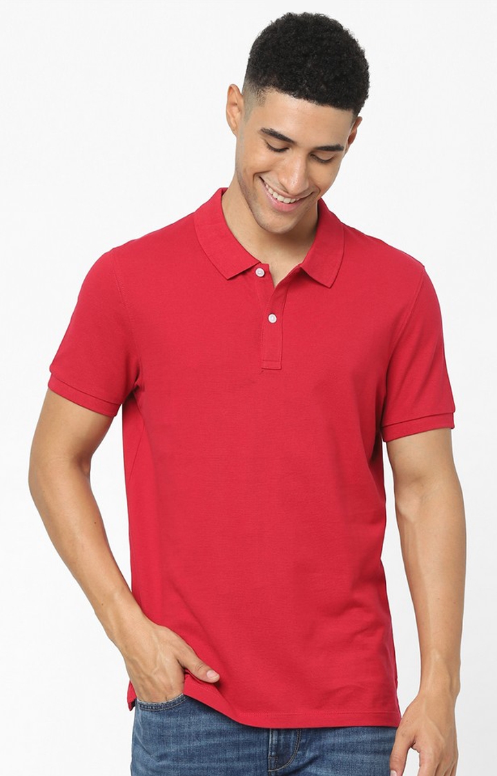 celio |  Red Solid Regular Fit Polo T-Shirt
