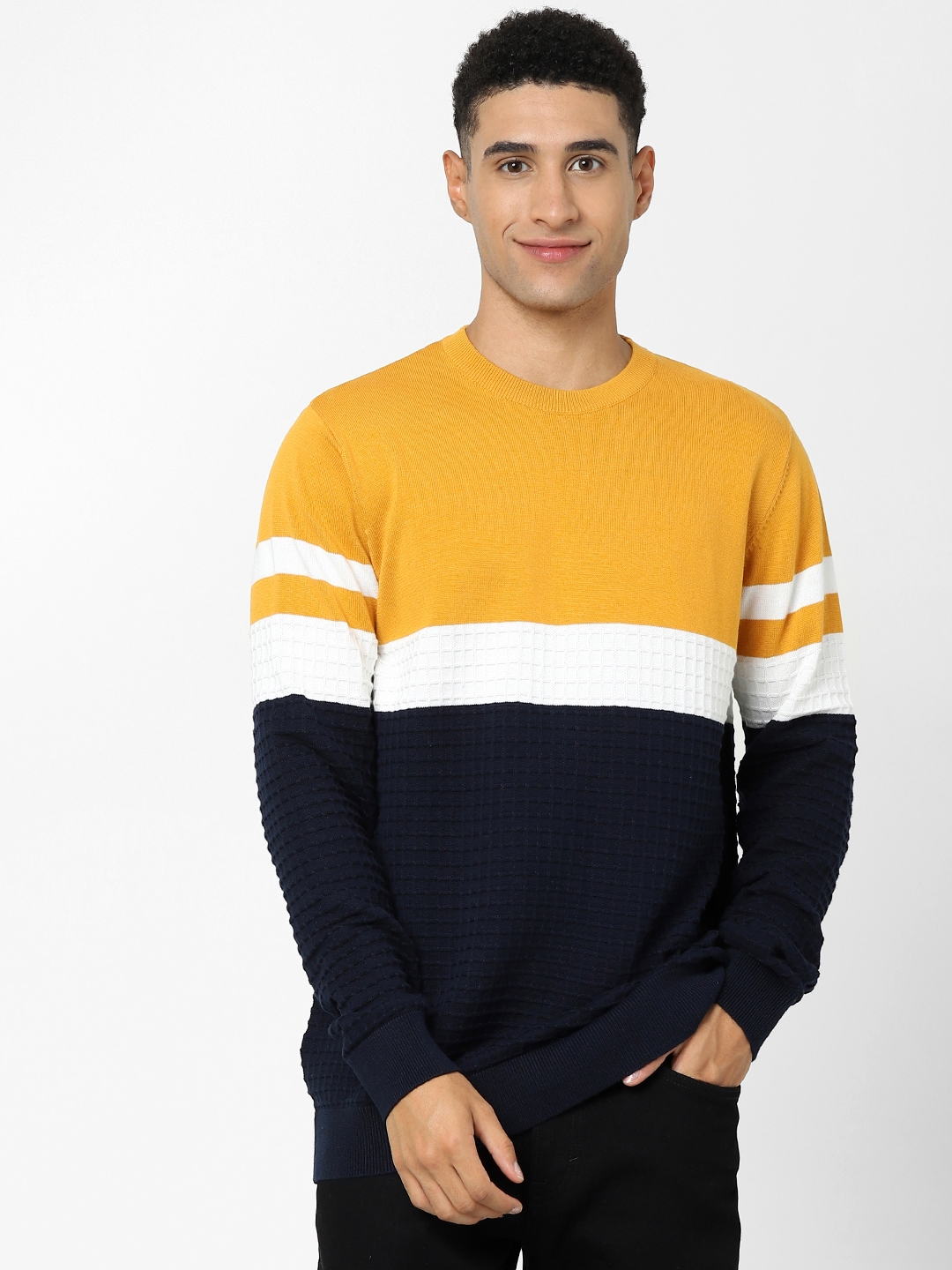 celio |  Navy Color Regular Fit Block Sweater