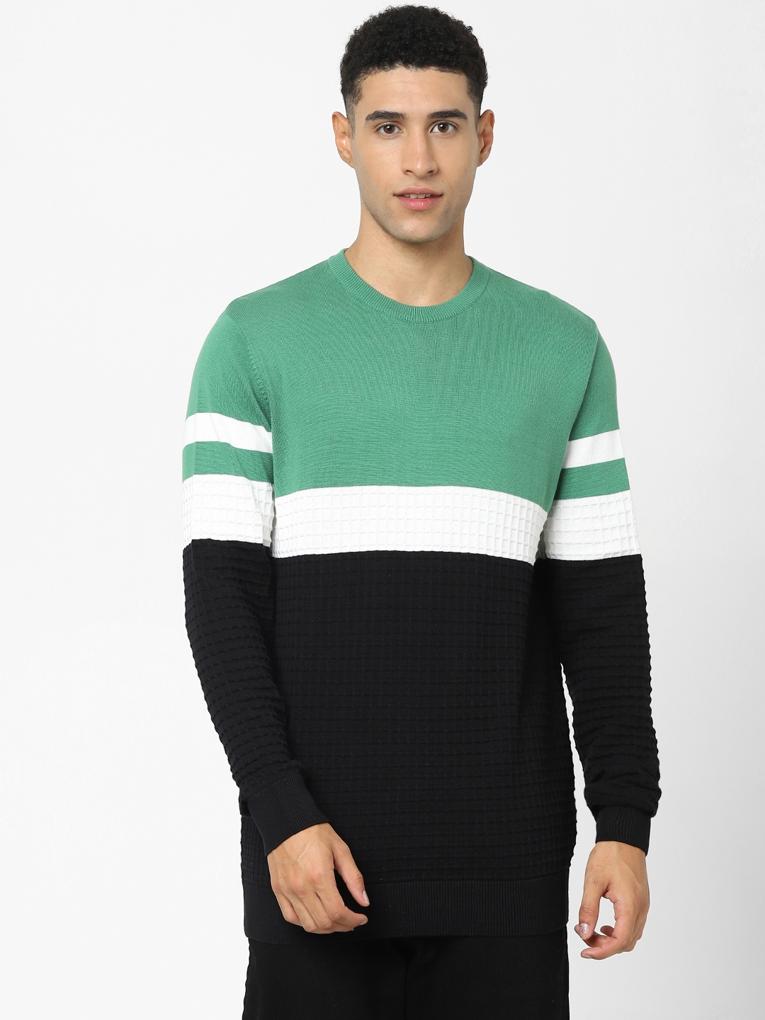 celio |  Black Color Regular Fit Block Sweater