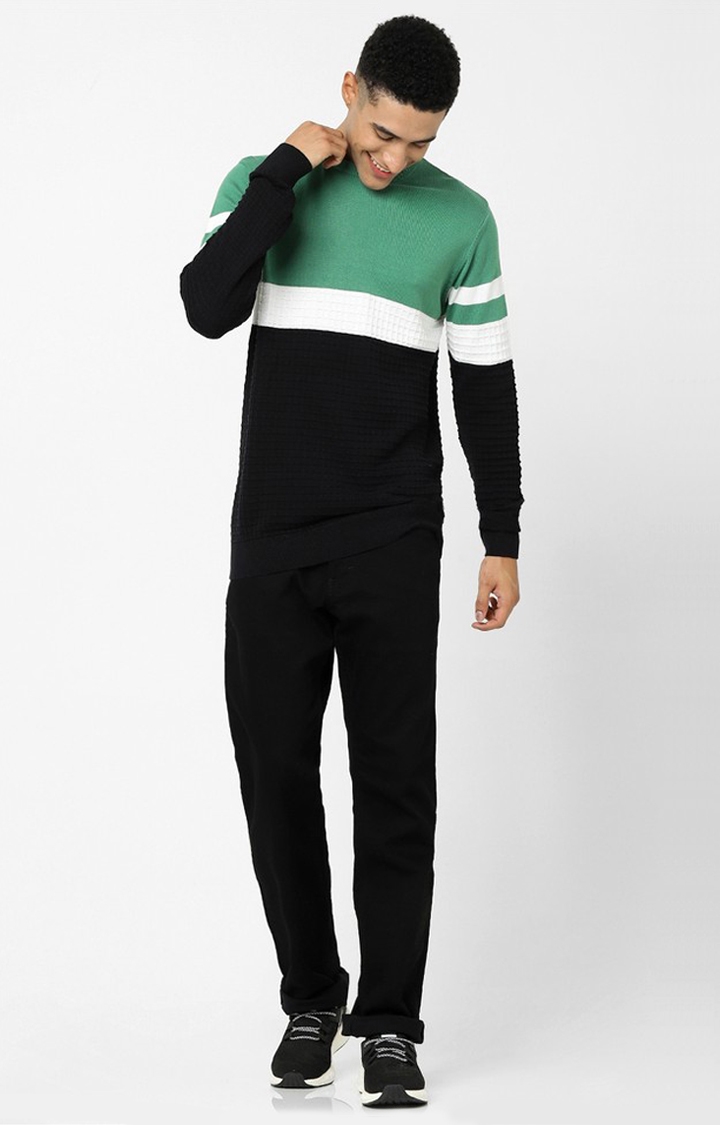 Black Color Regular Fit Block Sweater
