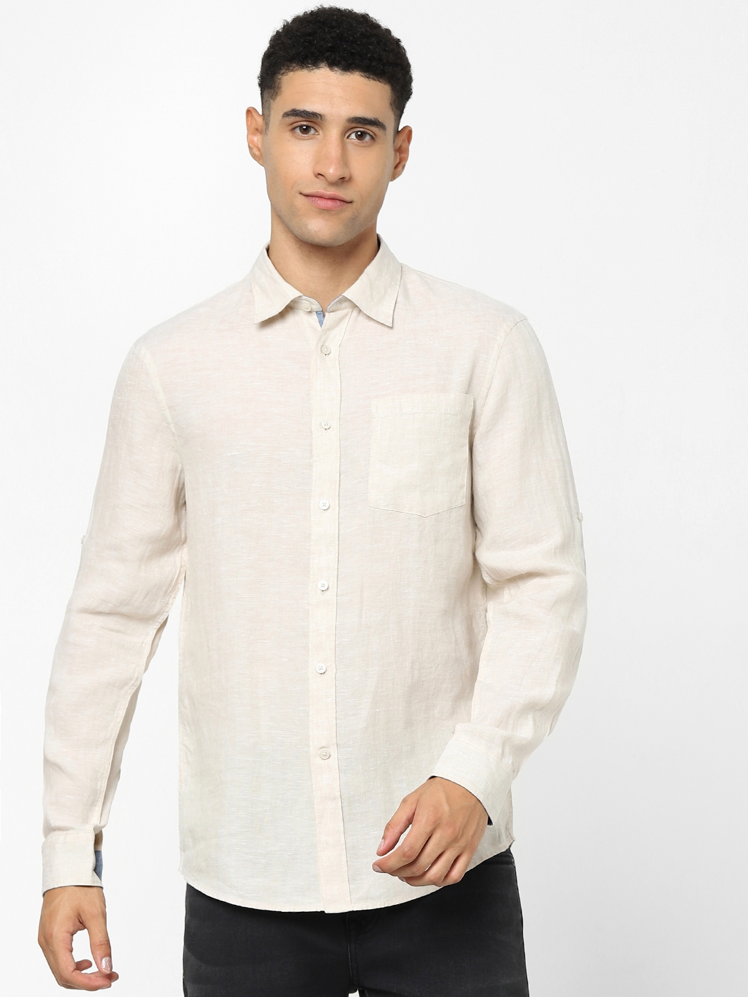 celio |  Cream Solid Regular Fit Shirt
