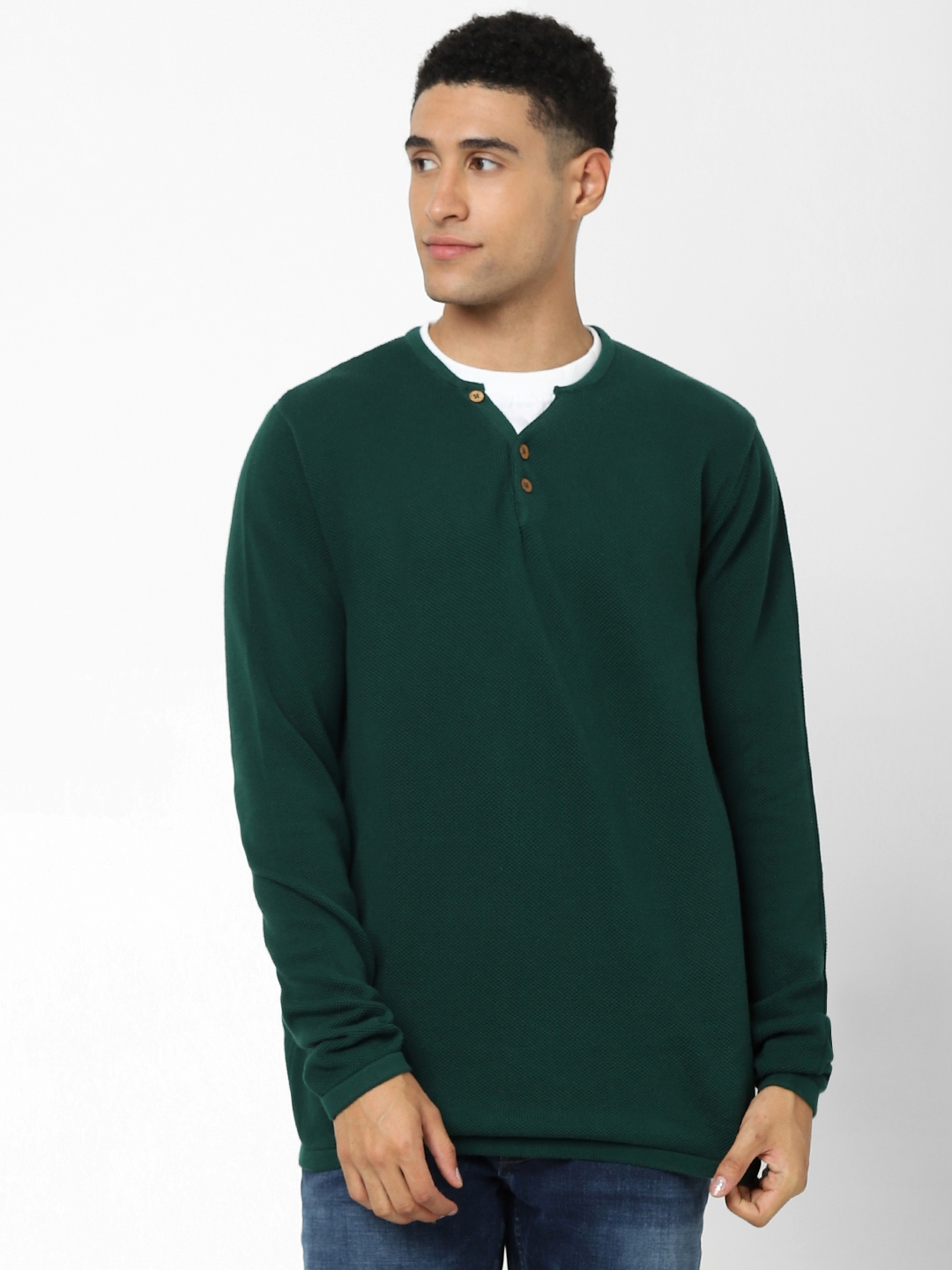 celio |  Green Solid Regular Fit Sweater