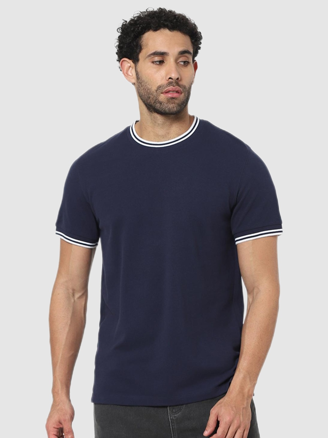 celio | Celio Navy Solid Regular Fit T-Shirt