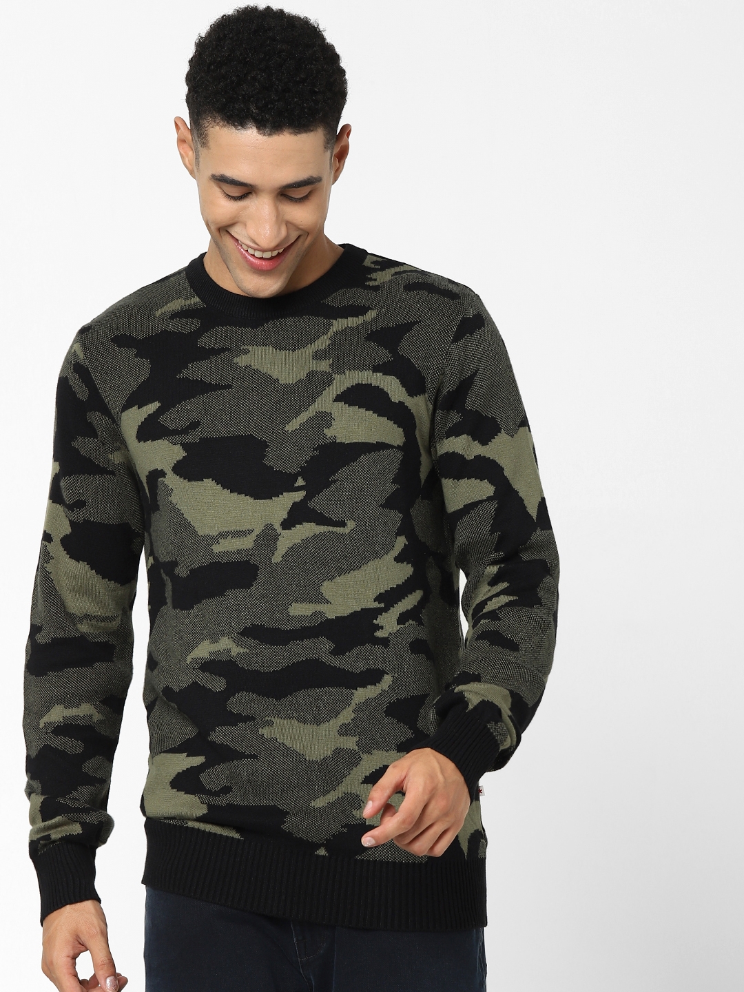 celio |  Black Camouflage Regular Fit Sweater