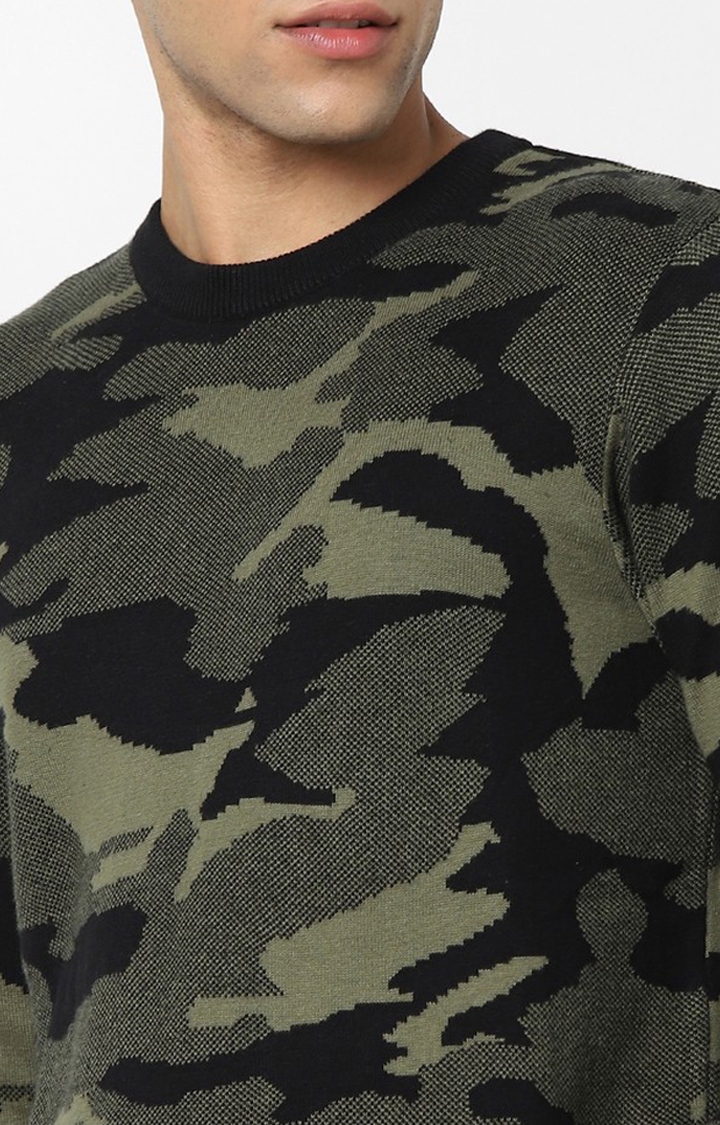 Black Camouflage Regular Fit Sweater