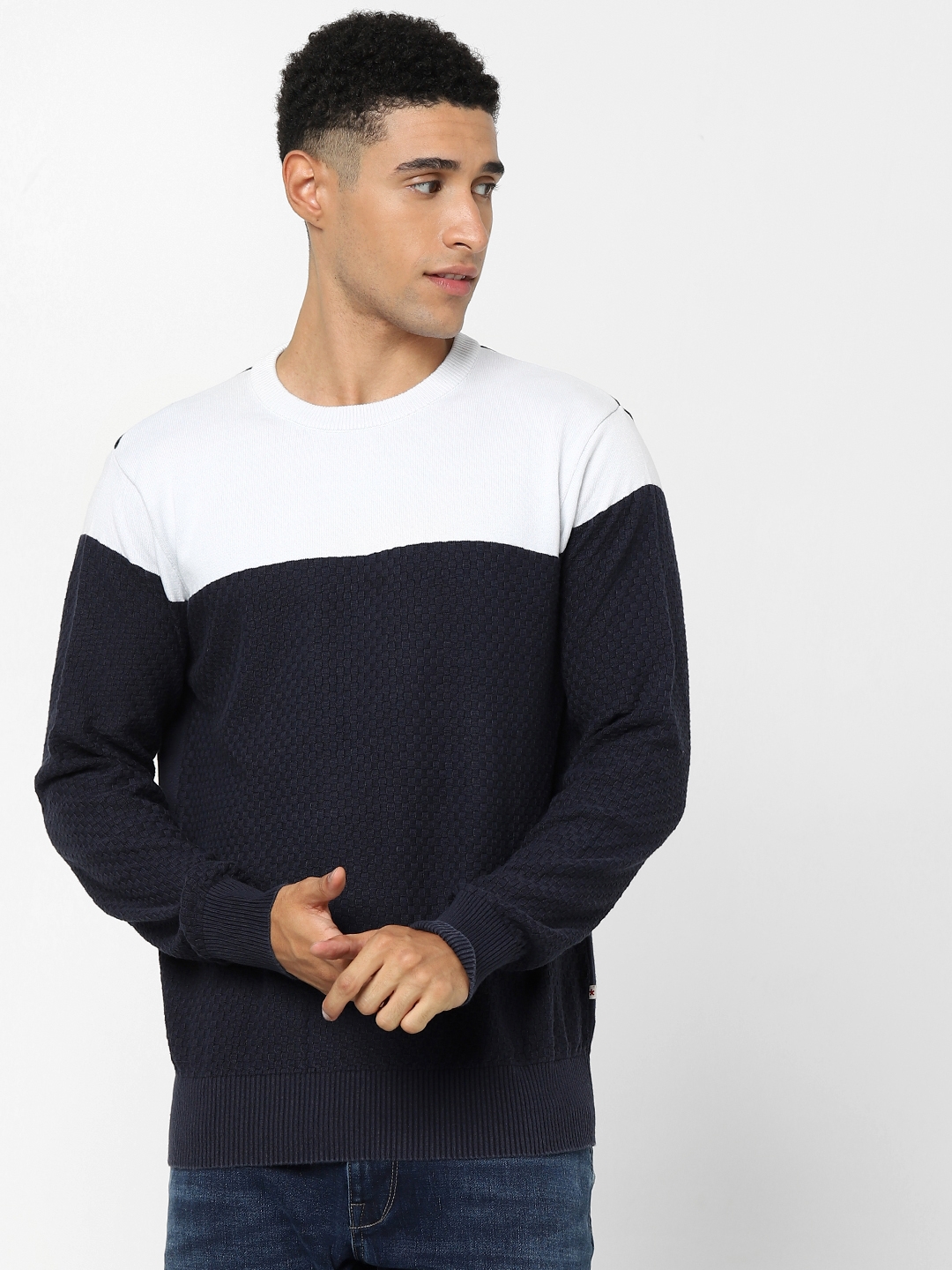 celio |  Navy Color Regular Fit Block Sweater