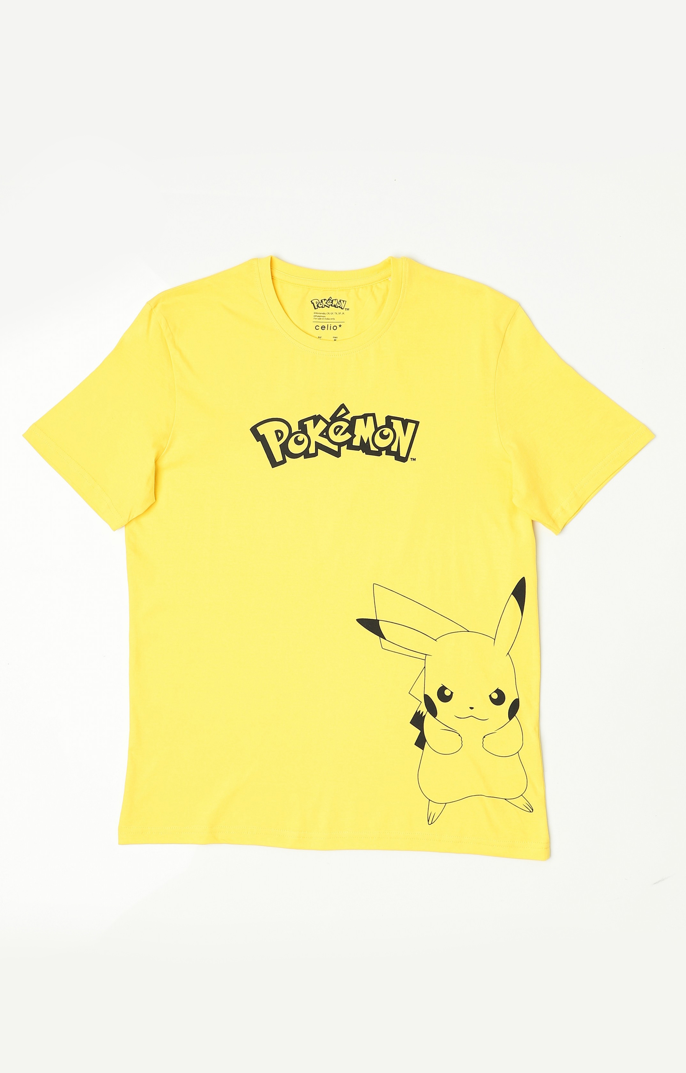 celio | Celio Mens Yellow Pokemon Print T-Shirt