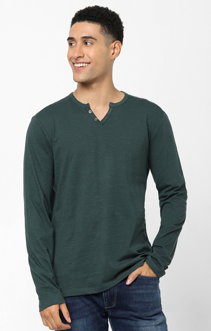  Green Solid Regular Fit T-Shirt