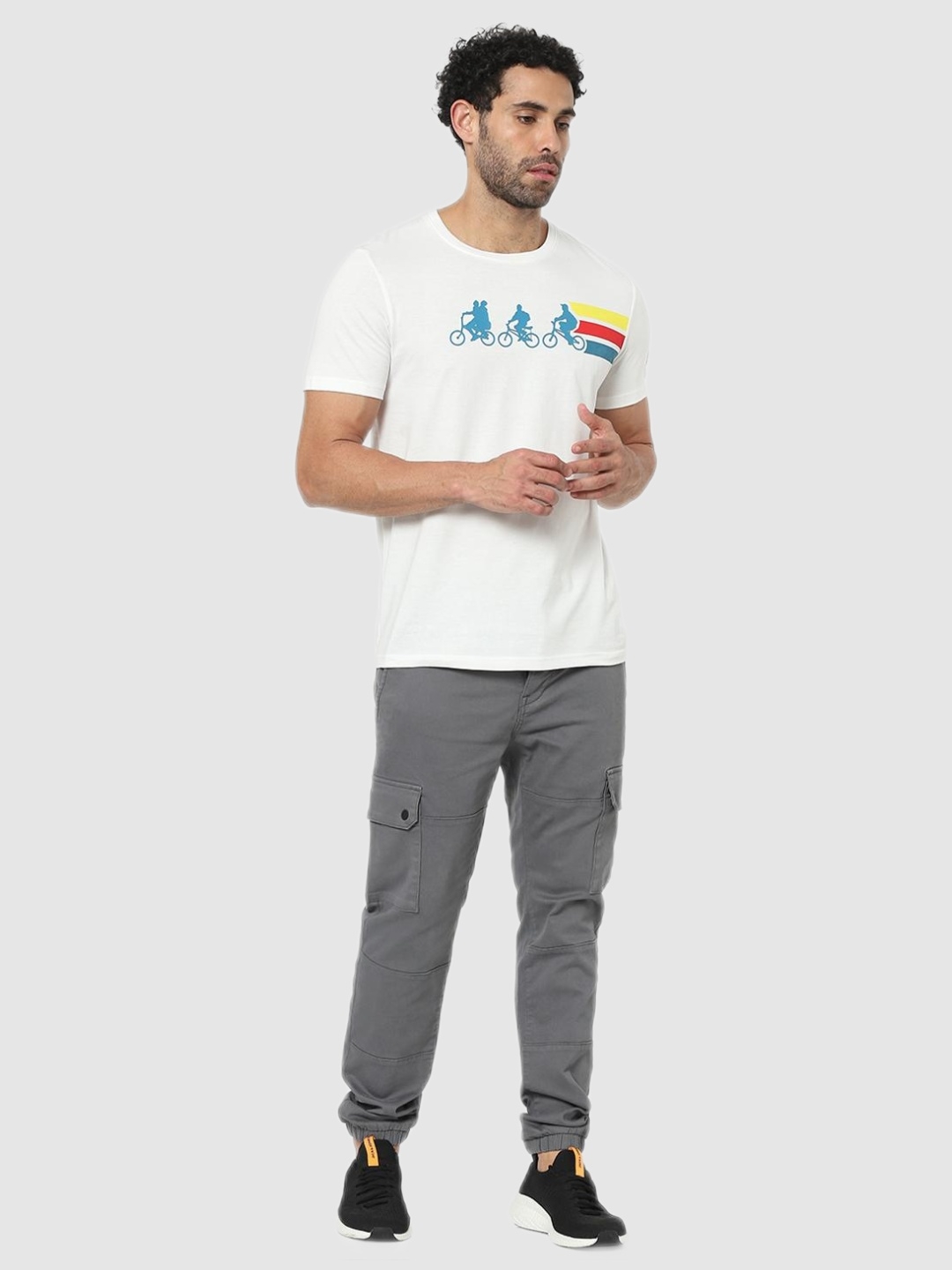 Celio White Stranger Things Print Regular Fit T-Shirt