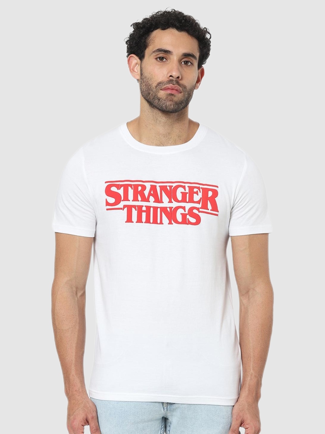 celio | Celio White Stranger Things Print Regular Fit T-Shirt