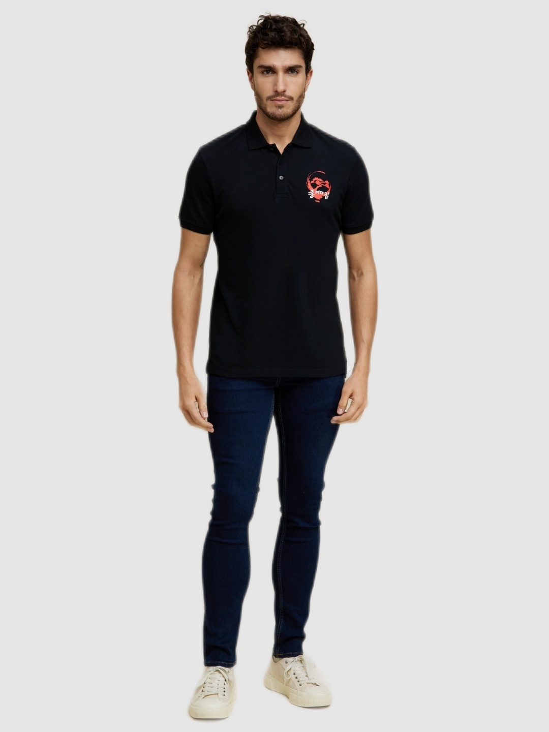 celio | Celio Men's Money Heist Black Graphic Polo T-Shirts