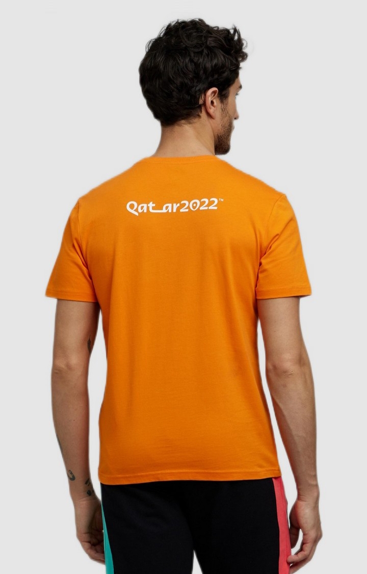 Men's Orange Cotton Graphics T-Shirts