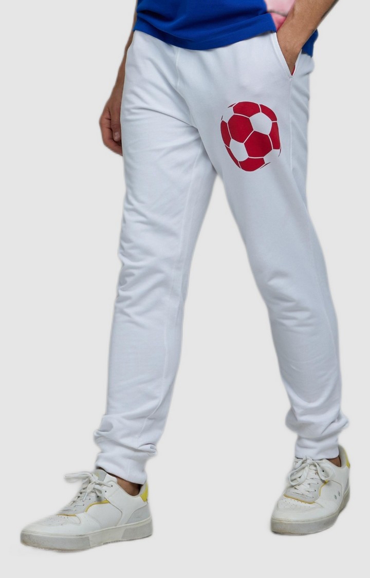 Men's White Cotton Trackpants