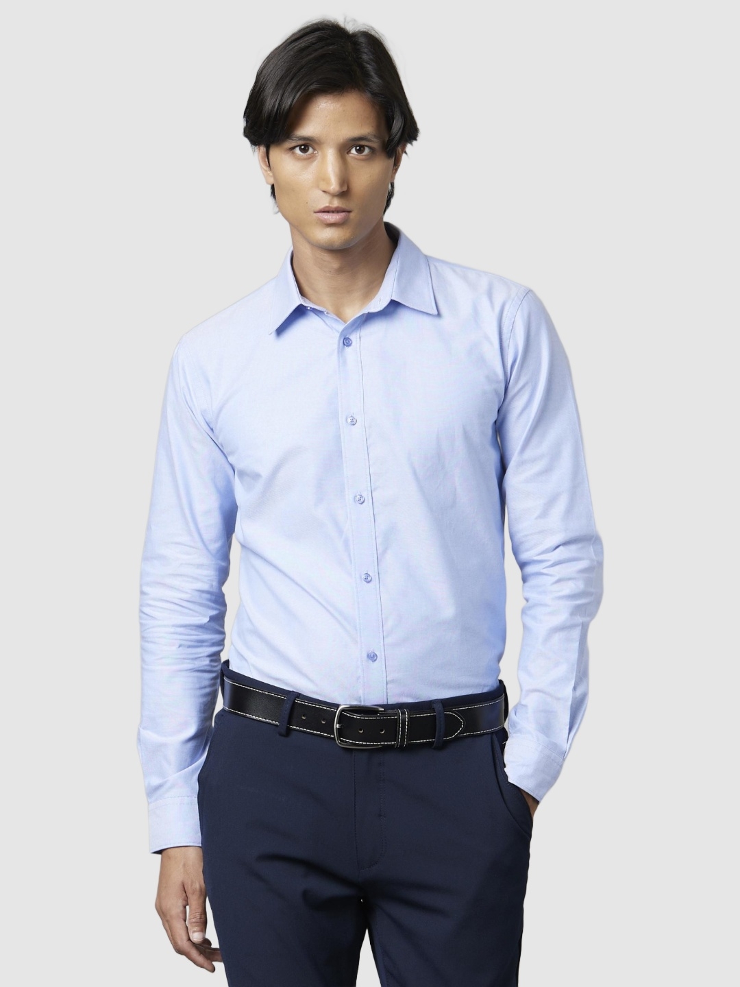 Celio Solid Blue Long Sleeves Shirts
