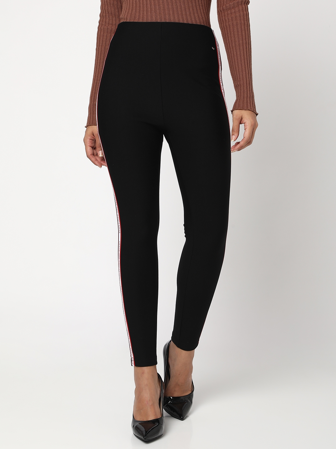 Spykar | Spykar Black Cotton Regular Fit Trackpants For Women
