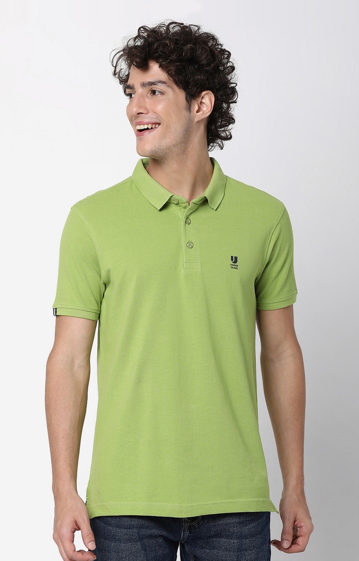 spykar | Men's Green Cotton Blend  Polos