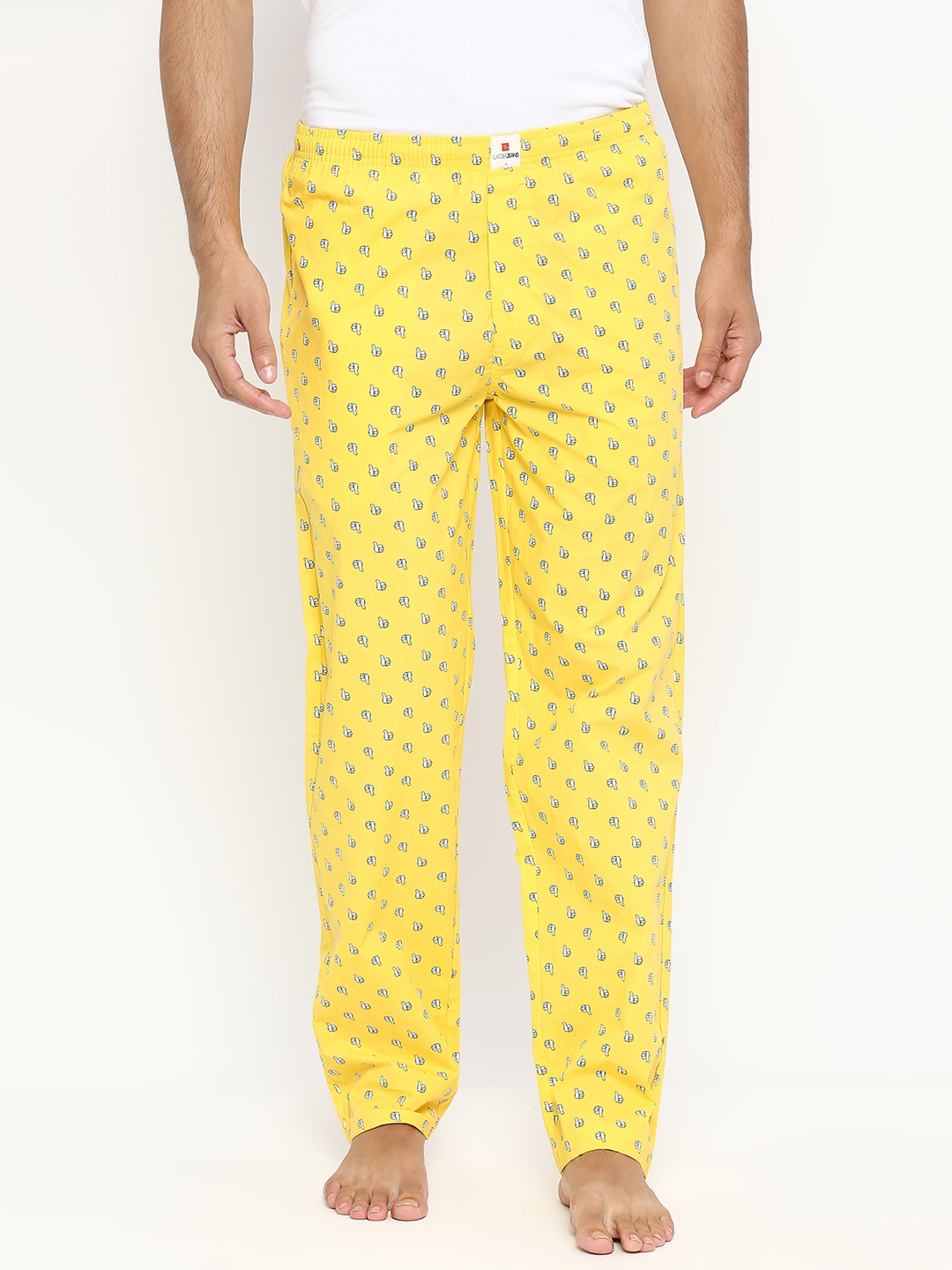 Underjeans by Spykar Men Yellow Cotton Woven Pyjama