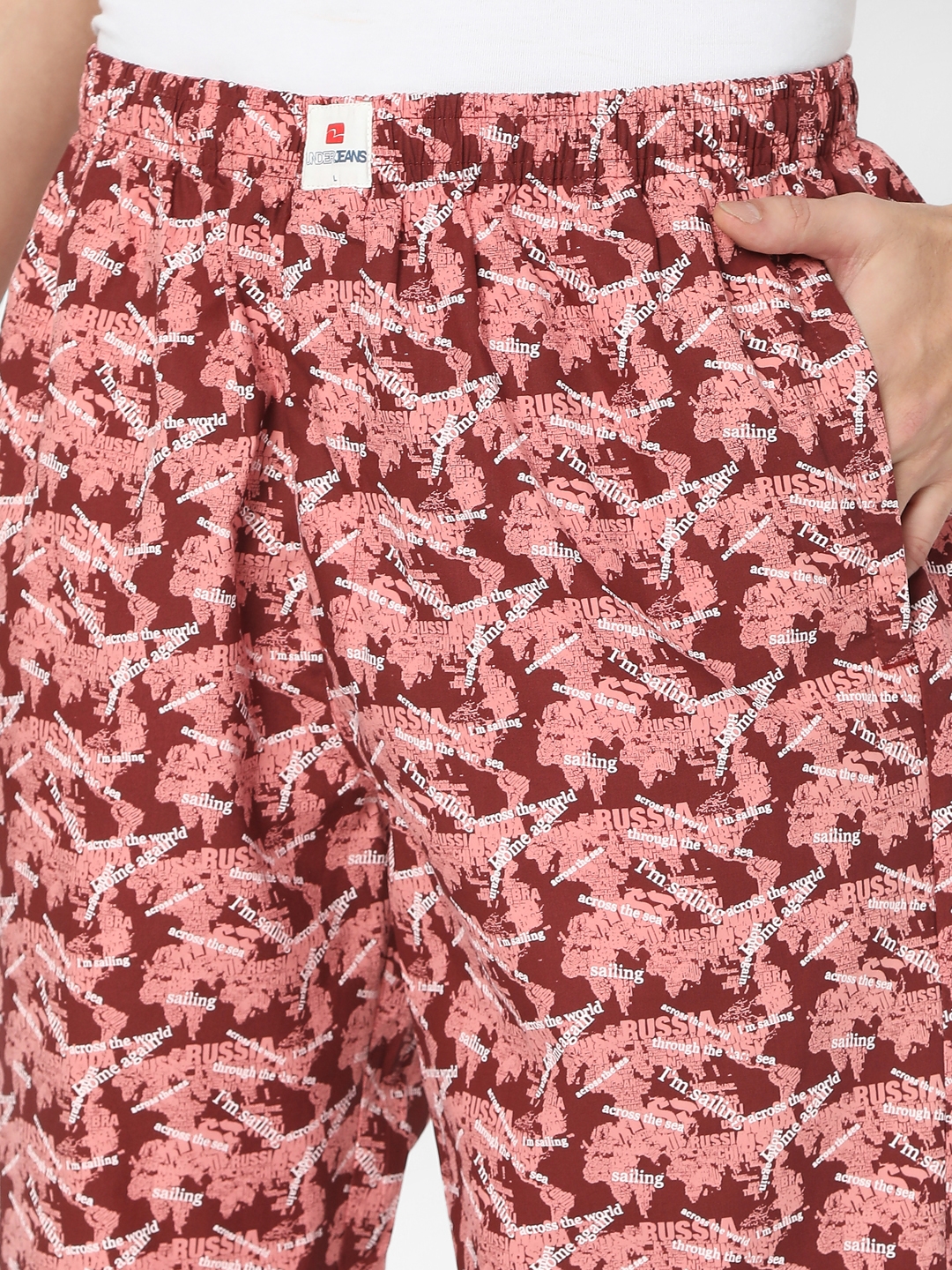 spykar | Underjeans by Spykar Red Cotton Blend Regular Fit Pyjama 4