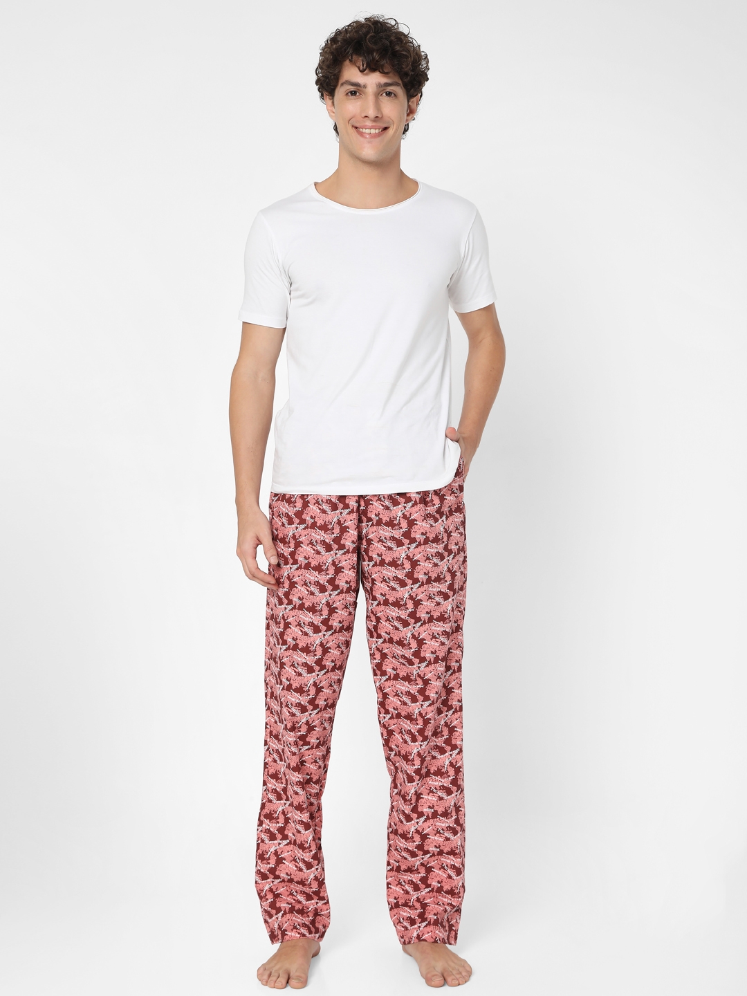 spykar | Underjeans by Spykar Red Cotton Blend Regular Fit Pyjama 5