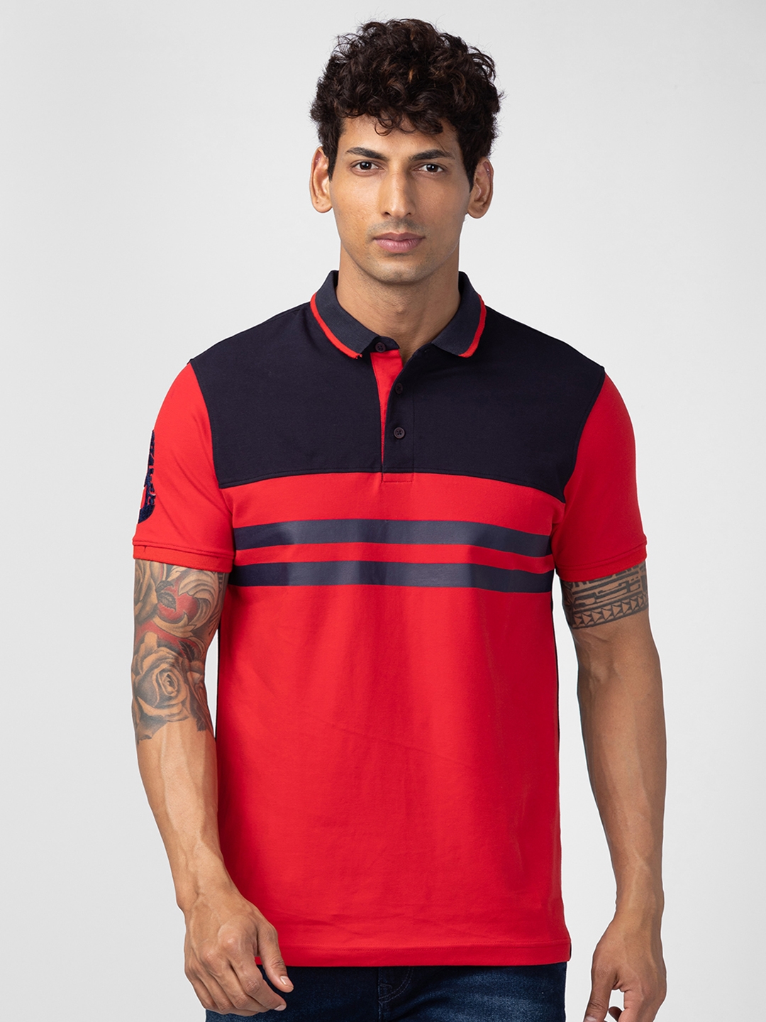Spykar Men Deep Red Cotton Regular Fit Half Sleeve Printed T-Shirt