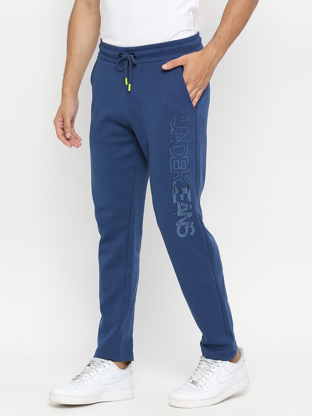 Underjeans by Spykar Men Knitted Indigo Blue Cotton Pyjama